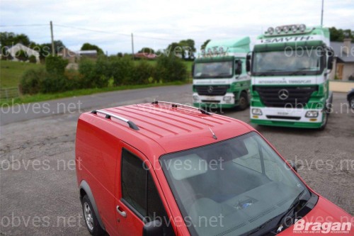 Рейлинги на крышу с металлическими креплениями Ford Connect 2004-2011 КОРОТКАЯ БАЗА 2007-2015 цвет под хром (полированный алюминий)