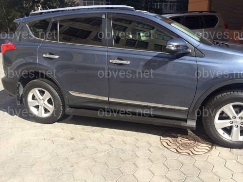 Молдинги дверей Toyota RAV-4 2013-2018 (хромированный пластик)