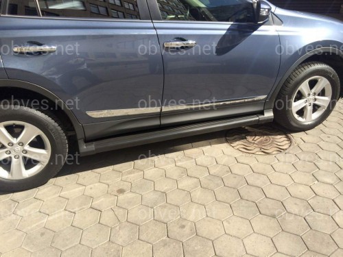 Молдинги дверей Toyota RAV-4 2013-2018 (хромированный пластик)