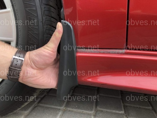 Брызговики передние Mitsubishi Lancer X для модели с порогами до рейсталинга комплект 2шт