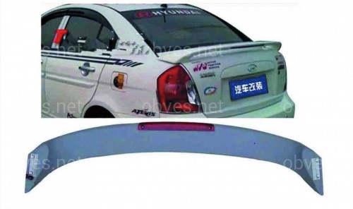 Спойлер на багажник Hyundai Accent 2006-2010 со стоп сигналом ABS крепление на скобы (под покраску) Спойлер на багажник Hyundai Accent 2006-2010 со стоп сигналом ABS крепление на скобы (под покраску)