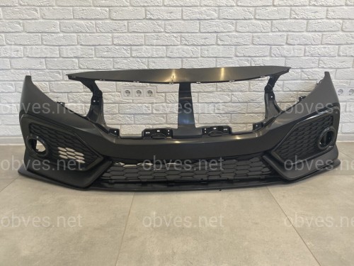 Бампер передний SI Honda Civic 4D / 5D 2016-2020 (бампер, губа, сетки) Бампер передний SI Honda Civic 4D / 5D 2016-2020 (бампер, губа, сетки)