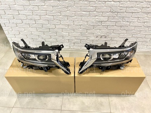 Фары Full Led Toyota Land Cruiser Prado 150 рестайлинг 2018+ (левая+правая) взамен галогена, в комплекте с ресницами Фары Full Led Toyota Land Cruiser Prado 150 рестайлинг 2018+ (левая+правая) взамен галогена, в комплекте с ресницами