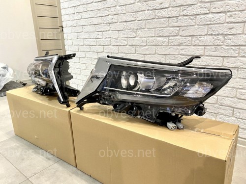 Фары Full Led Toyota Land Cruiser Prado 150 рестайлинг 2018+ (левая+правая) взамен галогена, в комплекте с ресницами Фары Full Led Toyota Land Cruiser Prado 150 рестайлинг 2018+ (левая+правая) взамен галогена, в комплекте с ресницами
