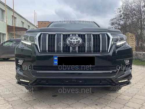 Юбка переднего бампера TRD Toyota Land Cruiser Prado 150 2017+ цвет черный