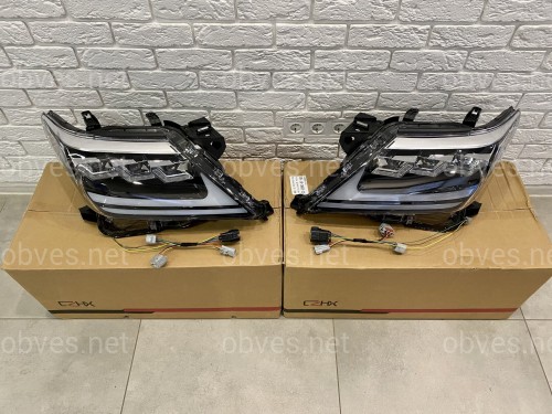 Фары Full LED 3 линзы Lexus LX 570 2012-2015 в стиле рестайлинг 2016