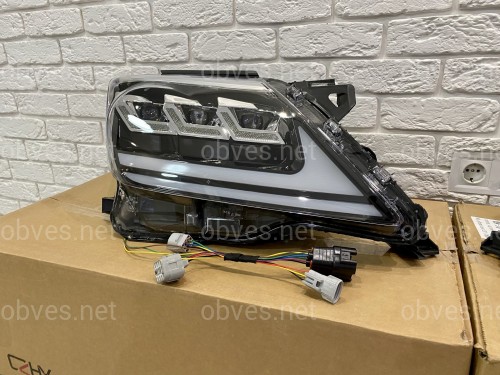 Фары Full LED 3 линзы Lexus LX 570 2012-2015 в стиле рестайлинг 2016