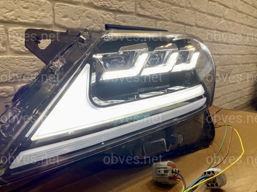 Фары Full LED 3 линзы Lexus LX 570 2012-2015 в стиле рестайлинг 2016