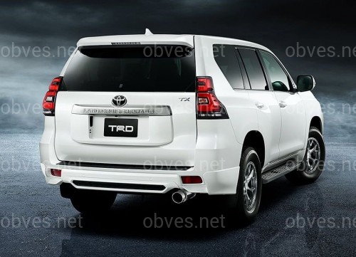 Юбка заднего бампера TRD Toyota Land Cruiser Prado 150 2017-2022 цвет черный (боковые углы + центр вставка) 3 части Юбка заднего бампера TRD Toyota Land Cruiser Prado 150 2017-2022 цвет черный (боковые углы + центр вставка) 3 части