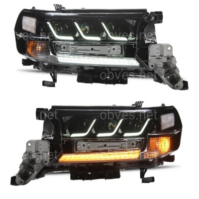 Фары FULL LED 3 линзы Toyota Land Cruiser 200 2015-2022 (левая+правая) Фары FULL LED 3 линзы Toyota Land Cruiser 200 2015-2022 (левая+правая)
