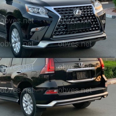 Комплект обвеса Lexus GX 460 2014-2021 серый цвет (юбки передняя и задняя, хром молдинг) Комплект обвеса Lexus GX 460 2014-2021 серый цвет (юбки передняя и задняя, хром молдинг)