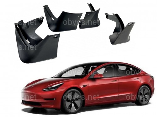 Брызговики Tesla Model 3 2017-2023 комплект 4 шт. Брызговики Tesla Model 3 2017-2023 комплект 4 шт.