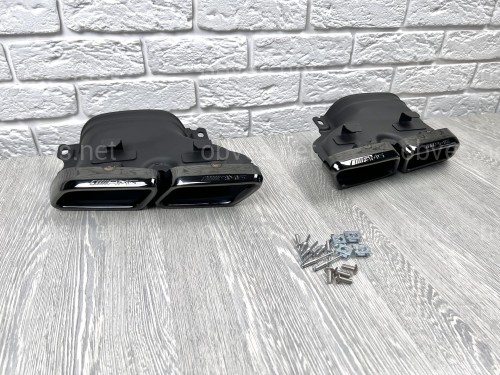 Насадки на выхлопные трубы AMG C63 Mercedes Benz С Class W205 2014-2018 черные