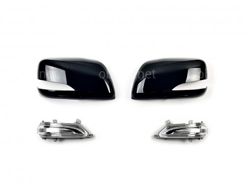 Заменяемые крышки зеркал с поворотами Toyota LC 200 2007-2011 / Lexus LX 570 2008-2011 модель рестайлинг LX 570 2012+ цвет черный