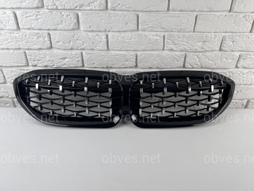 Решетка радиатора Diamond BMW 3 Series G20 G21 2019-2022 черная с хромом