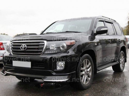 Юбка переднего бампера Toyota Land Cruiser 200 2012-2015 в черном цвете