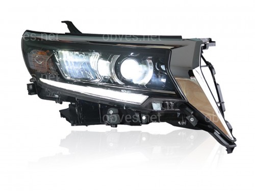 Фары Full Led Toyota Land Cruiser Prado 150 рестайлинг 2018+ (левая+правая) взамен галогена, в комплекте с ресницами Фары Full Led Toyota Land Cruiser Prado 150 рестайлинг 2018+ (левая+правая) взамен галогена, в комплекте с ресницами