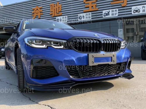 Накладка переднего бампера юбка M performance BMW 3 series G20 G21 2018-2022 абс пластик, черный глянец Накладка переднего бампера юбка M performance BMW 3 series G20 G21 2018-2022 абс пластик, черный глянец