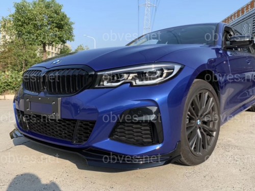 Накладка переднего бампера юбка M performance BMW 3 series G20 G21 2018-2022 абс пластик, черный глянец Накладка переднего бампера юбка M performance BMW 3 series G20 G21 2018-2022 абс пластик, черный глянец