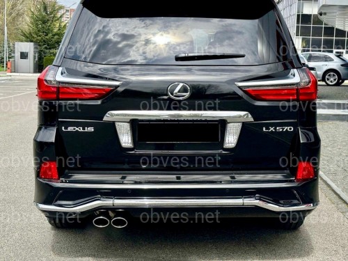 Обвес юбка заднего бампера Lexus LX 570 2015-2022 цвет черный 202