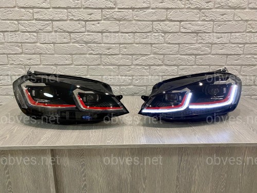 FULL LED фары в стиле GTI Volkswagen Golf 7.5 рестайлинг 2017-2021