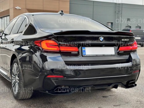 Диффузор накладка заднего бампера M-Performance BMW 5 series G30 2017- черный глянец Диффузор накладка заднего бампера M-Performance BMW 5 series G30 2017- черный глянец