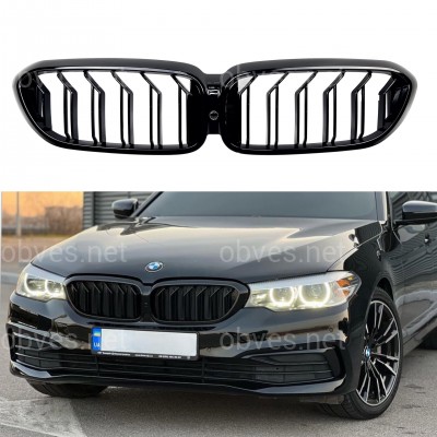 Решетка радиатора ноздри стиль M5 LCI 2021 для BMW series G30 / G31 2017-2020 черный глянец 2шт. Решетка радиатора ноздри стиль M5 LCI 2021 для BMW series G30 / G31 2017-2020 черный глянец 2шт.