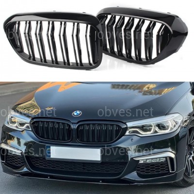 Решетка радиатора ноздри стиль M5 BMW series G30 / G31 2017-2020 черный глянец 2шт. Решетка радиатора ноздри стиль M5 BMW series G30 / G31 2017-2020 черный глянец 2шт.