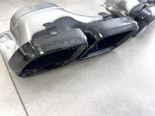 Насадки на выхлопные трубы AMG C63 Mercedes Benz С Class W205 2019-2021 черные