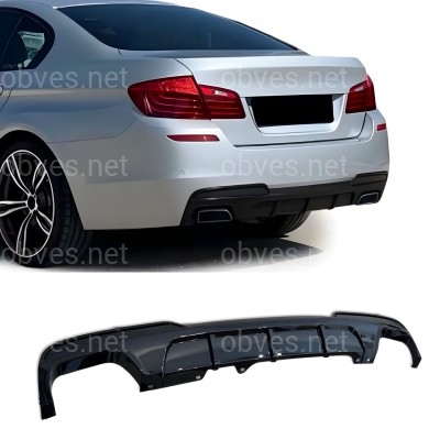 Диффузор накладка заднего бампера M-Performance BMW 5 series F10 2010-2016 под выхлоп с двух сторон, черный глянец Диффузор накладка заднего бампера M-Performance BMW 5 series F10 2010-2016 под выхлоп с двух сторон, черный глянец