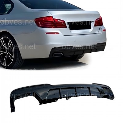 Диффузор накладка заднего бампера M-Performance BMW 5 series F10 2010-2016 под 1 выхлопную, черный глянец Диффузор накладка заднего бампера M-Performance BMW 5 series F10 2010-2016 под 1 выхлопную, черный глянец