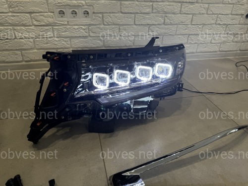 Led фары 4 линзы стиль BUGATTI для Toyota Land Cruiser Prado 150 рестайлинг 2018-2023