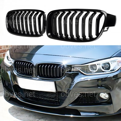 Решетка радиатора ноздри M performance BMW 3 series F30 F31 черный глянец 2шт.