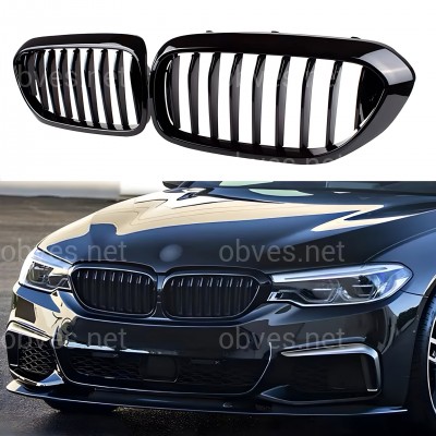 Решетка радиатора ноздри Perfomance стиль BMW series G30 / G31 2017-2020 черный глянец 2шт. Решетка радиатора ноздри Perfomance стиль BMW series G30 / G31 2017-2020 черный глянец 2шт.