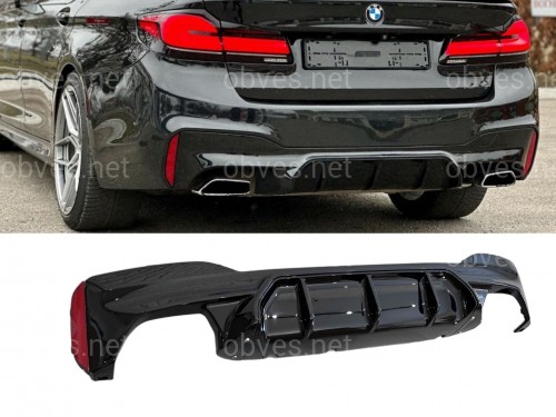 Диффузор накладка заднего бампера M5 style F90 для BMW 5 series G30 2017- К БАМПЕРУ М ПАКЕТ, черный глянец Диффузор накладка заднего бампера M5 style F90 для BMW 5 series G30 2017- К БАМПЕРУ М ПАКЕТ, черный глянец