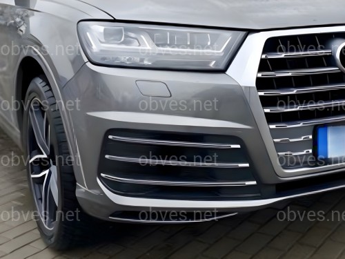 Решетки бампера S-Line БЕЗ РАДАРА Audi Q7 4M 2015-2019  черные с серым 2шт, левая 4M0 807 681 D GXE 3Q7 / правая 4M0 807 682 D GXE 3Q7