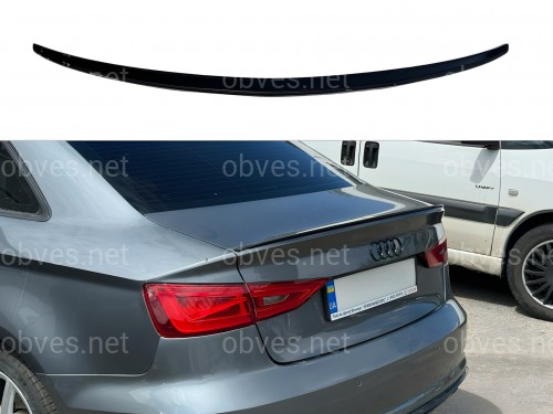 Спойлер лип багажника Audi A3 2013-2020 ABS пластик, черный глянец