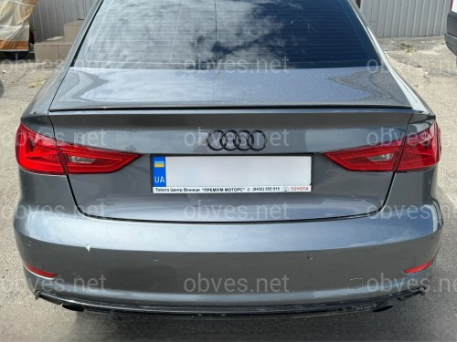 Спойлер лип багажника Audi A3 2013-2020 ABS пластик, черный глянец