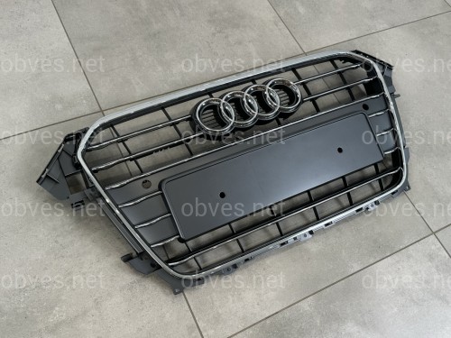 Решетка радиатора Audi A4 B8 2012-2015 серая с хромом Решетка радиатора Audi A4 B8 2012-2015 серая с хромом