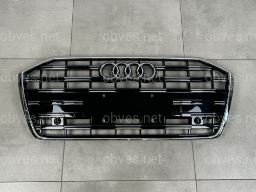Решетка радиатора Audi A6 C8 рестайлинг для 2018+ черная с хромом