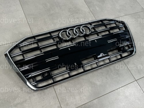 Решетка радиатора Audi A6 C8 рестайлинг для 2018+ черная с хромом