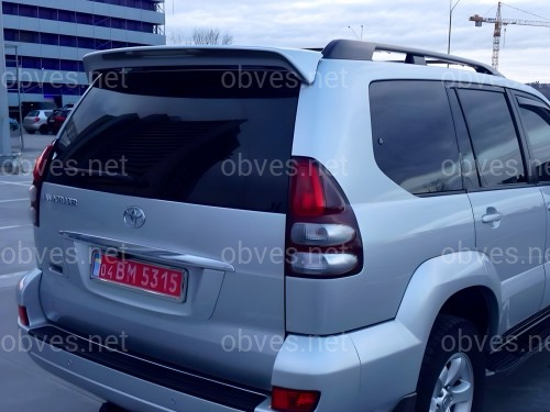 Спойлер на крышку багажника с белым стопом Toyota Land Cruiser Prado 120 2003-2009 цвет серебро ABS пластик Спойлер на крышку багажника с белым стопом Toyota Land Cruiser Prado 120 2003-2009 цвет серебро ABS пластик