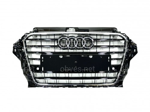 Решетка радиатора для Audi A3 2012-2016 черная с хромом Решетка радиатора для Audi A3 2012-2016 черная с хромом