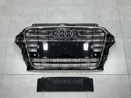 Решетка радиатора для Audi A3 2012-2016 черная с хромом Решетка радиатора для Audi A3 2012-2016 черная с хромом