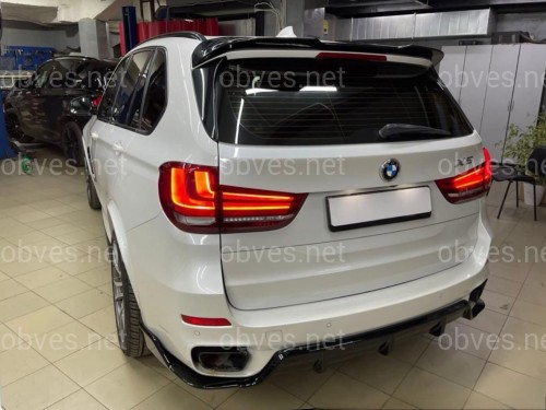 Диффузор накладка заднего бампера Paradigma M-Performance для BMW X5 F15 2013-2018, цвет черный глянец