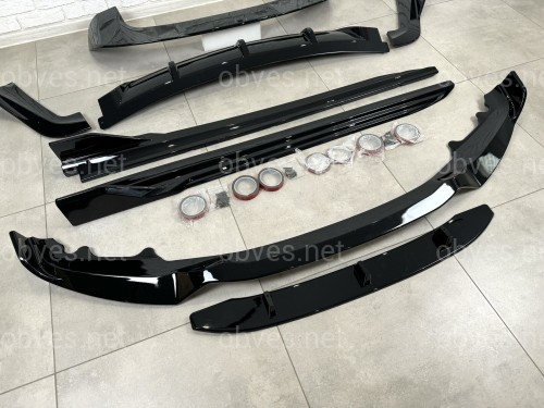 Комплект обвеса Paradigma BMW X5 F15 2013-2018 (передняя юбка, лезвия под пороги, задний диффузор, спойлер), цвет черный глянец