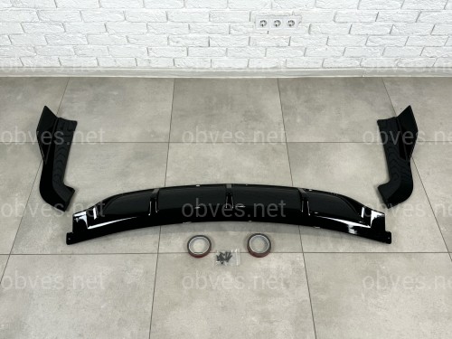 Диффузор накладка заднего бампера Paradigma M-Performance для BMW X5 F15 2013-2018, цвет черный глянец
