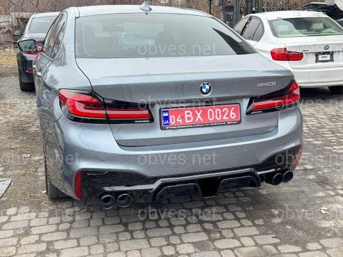 Диффузор накладка заднего бампера Competition style BMW 5 series G30 2017-2023 черный глянец
