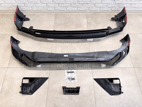 Обвес ONYX BLACK Toyota Land Cruiser Prado 150 2018-2023 цвет черный 202, юбка передняя, задняя, накладки птф