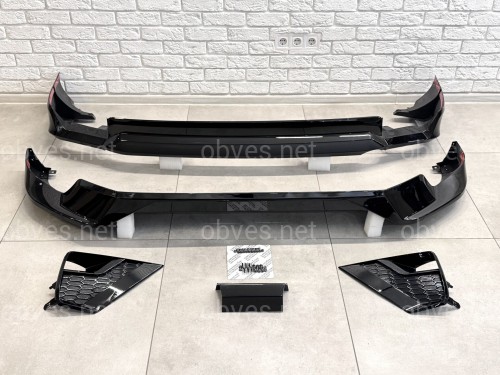 Обвес ONYX BLACK Toyota Land Cruiser Prado 150 2018-2023 цвет черный 202, юбка передняя, задняя, накладки птф